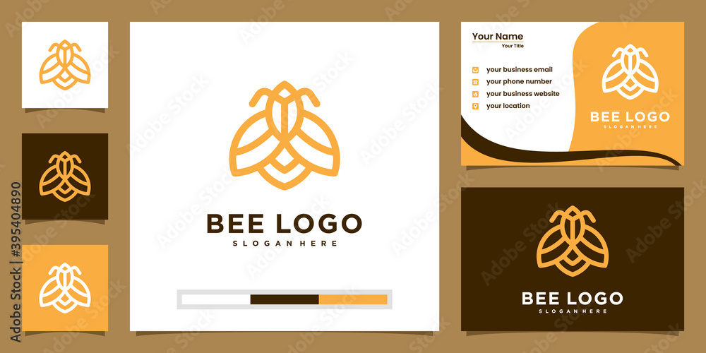 Naklejka premium Bee logo linear vector icon