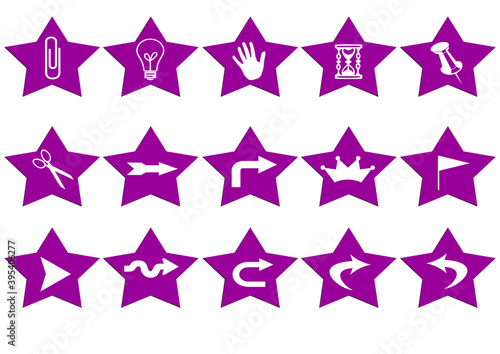 Web icon set in purple star button  various icon set