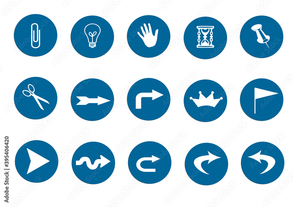 Web icon set in blue circle button, various icon set Web icon set in blue circle button, various icon set