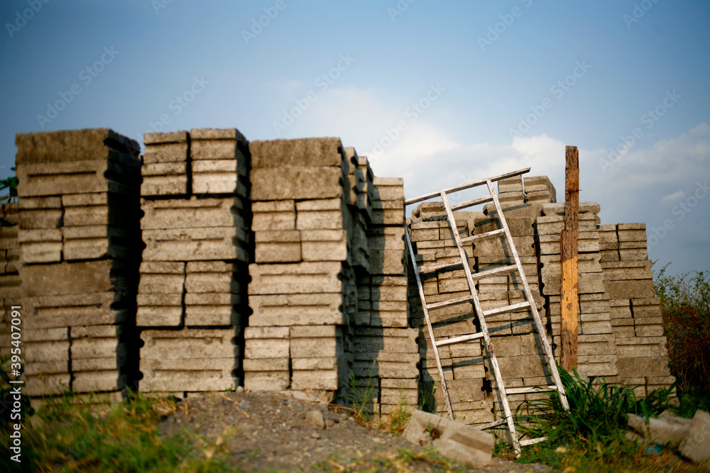 stack of cement brick in industry site stack of cement brick in industry site