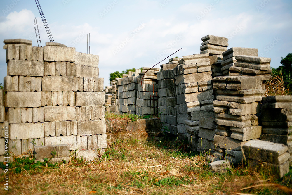 stack of cement brick in industry site stack of cement brick in industry site