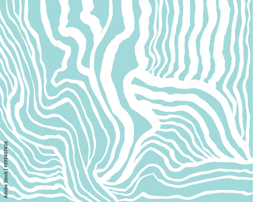 White abstract waves on blue background. Simple colorful vector hand drawn texture.