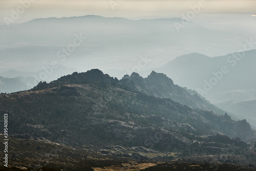Panoramic views of the Sierra de Guadarrama National Park from the Cuerda Larga path. Madrid s community. Spain
