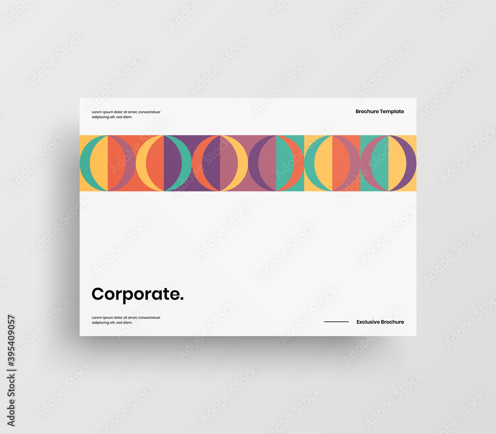 Fototapeta premium Creative business abstract horizontal front page vector mock up. Corporate geometric report cover illustration design layout. Company identity brochure template.