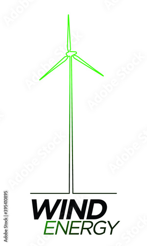 Wind Energy - single line illustration / logo.
