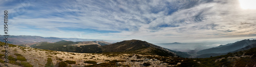 Panoramic view of the Sierra de Guadarrama National Park from the Cuerda Larga path. Madrid's community. Spain