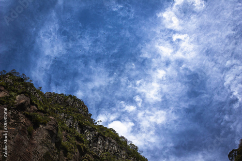Beautiful blue sky and the top of a mountain