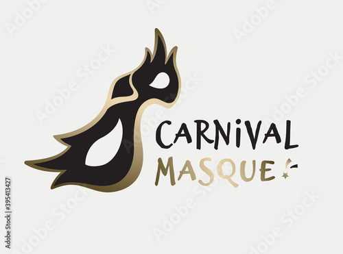 Carnival mask logo. Masquerade symbol for Mardi Gras celebration, party events, Venetian festival or theatrical accessories company