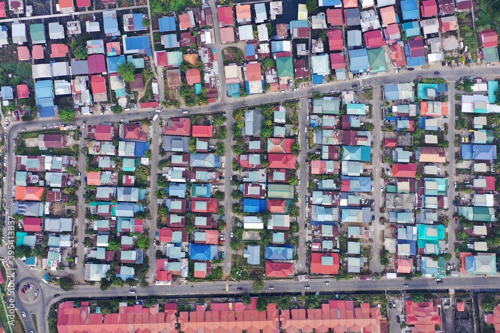 Bird eyes view of local housing houses in Malaysia