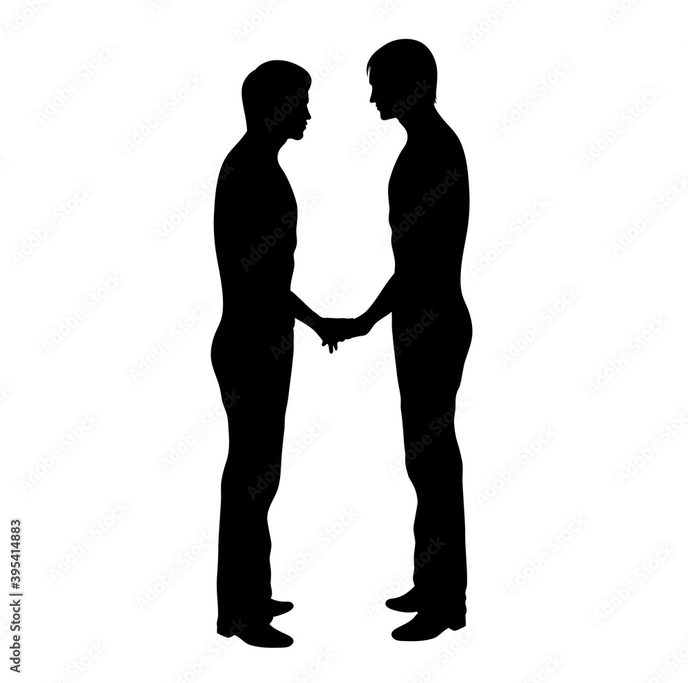 Two men holding hands. Isolated on white. Two men holding hands. Isolated on white.