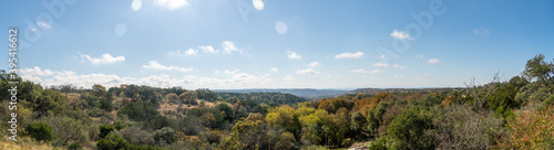 Parnoramic View of Texas Hill Country Landscape With Clear Bright Skies