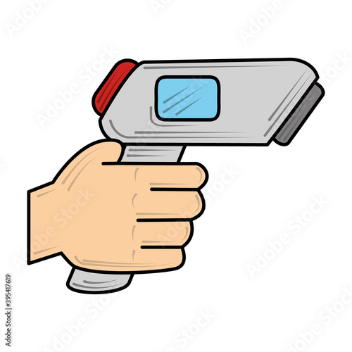 hand with scan check temperature new normal after coronavirus covid 19