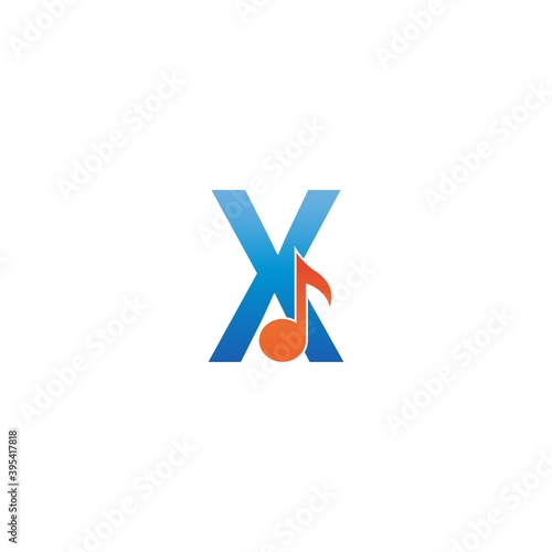 Letter X logo icon combined with note musical design