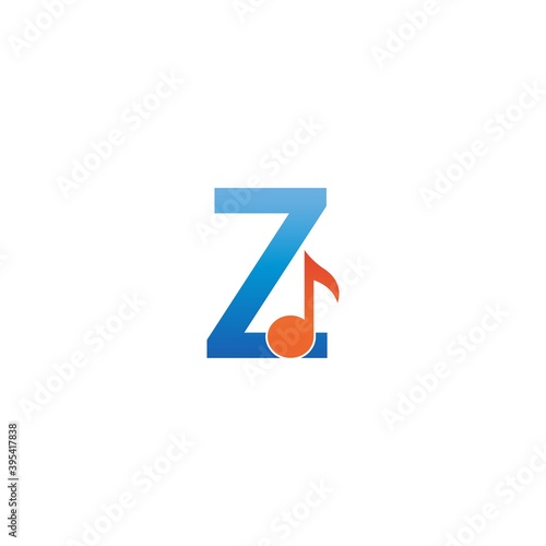 Letter Z logo icon combined with note musical design