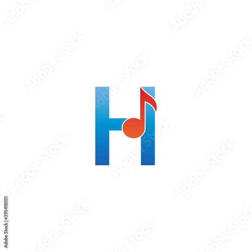 Letter H logo icon combined with note musical design