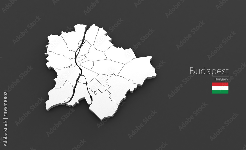 Obraz premium budapest City Map. 3D Map Series of Cities in Hungary.
