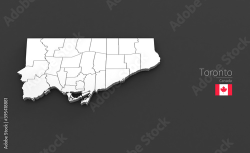 Photography Toronto City Map. 3D Map Series of Cities in Canada.