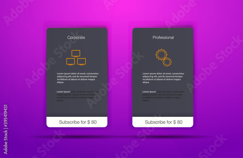 Pricing Table with Four Options Price comparison table. Art design modern banner list. Abstract concept graphic websites, applications element