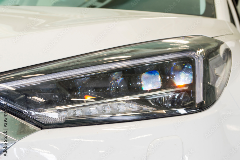 Front left headlight of the car