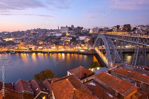 Photography View of Porto and the Bridge Dom Luís I at Dusk