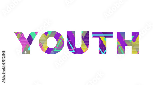 Youth Concept Retro Colorful Word Art Illustration