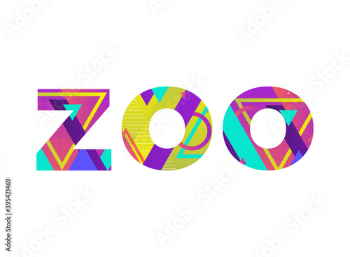 Zoo Concept Retro Colorful Word Art Illustration