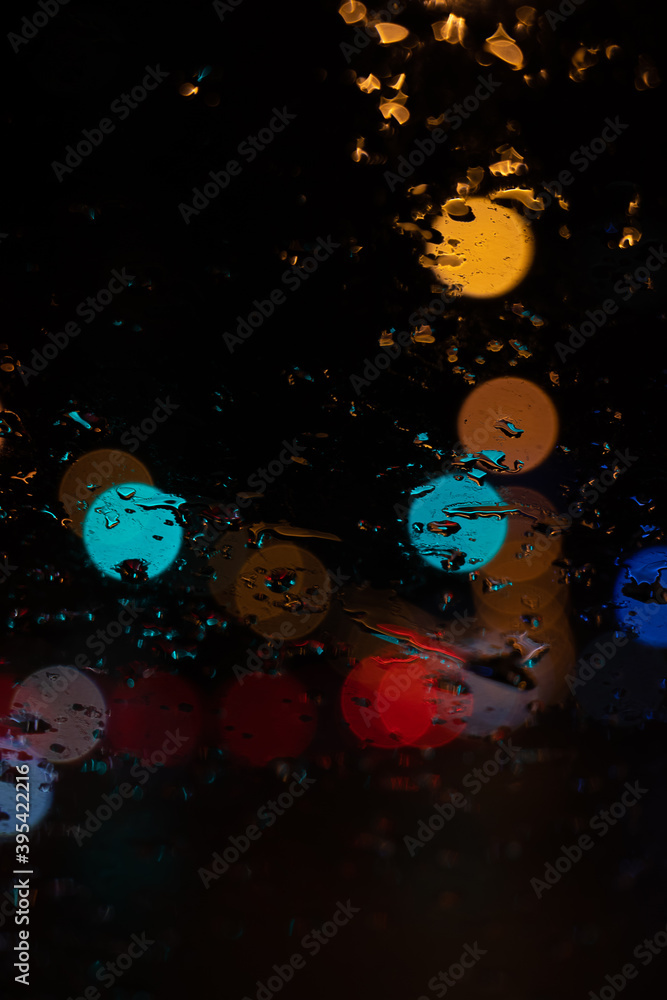Fototapeta premium Bokeh in a rainy night