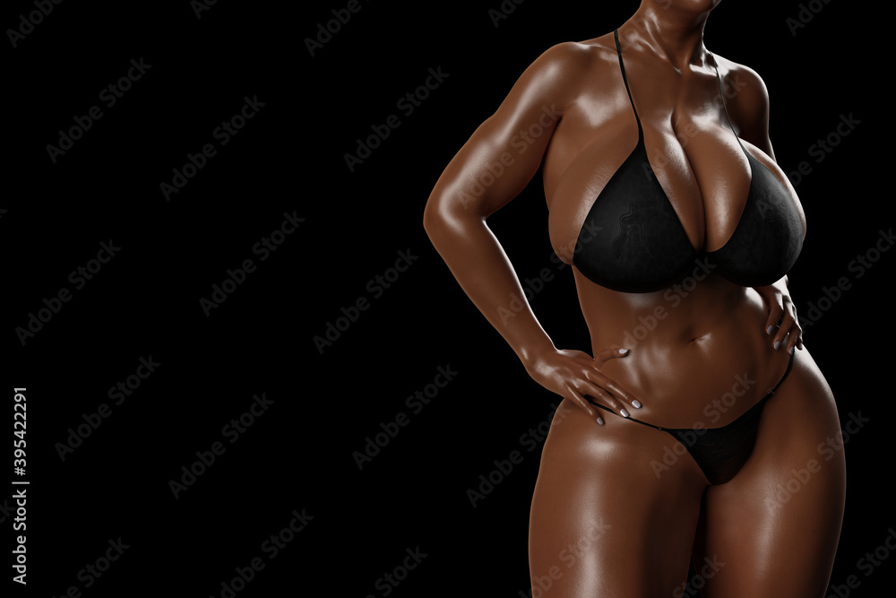 © PixlMakr - Sexy young afro american woman with big boobs in a black bikini © PixlMakr - Sexy young afro american woman with big boobs in a black bikini