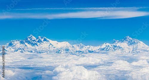Mount Everest in Himalaya. 8848 m highest mountain on earth. photo
