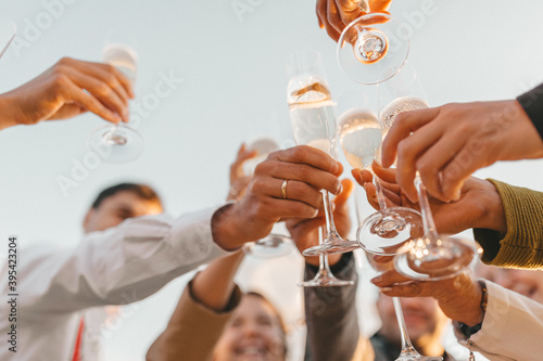 glasses at a wedding in summer outdoors
