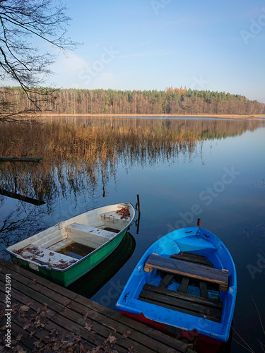 Fototapeta Naklejka Na Ścianę i Meble -  boat on the lake. Wadąg Lake