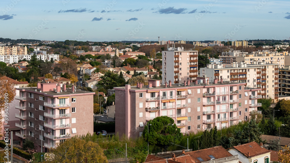 Obraz premium Montpellier is a city near the south coast of France on the Mediterranean Sea. It is the capital of the Hérault department. It is located in the Occitanie region. Sunny day.