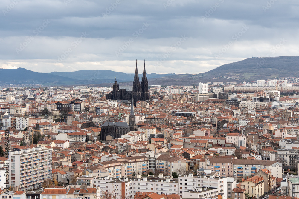 Clermont-Ferrand is a city and commune of France, in the Auvergne-Rhône-Alpes region. The black cathedral made of volcanic stone is an emblematic building of the city.