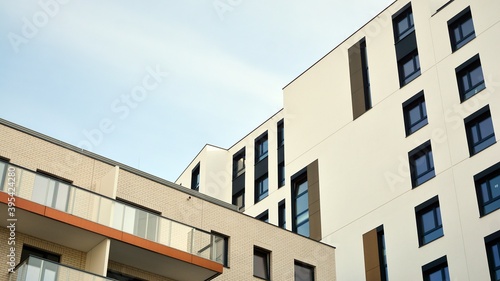 Modern European residential apartment buildings quarter. Abstract architecture  fragment of modern urban geometry.