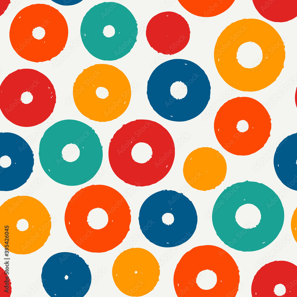 Polka dot paint brush seamless pattern. Freehand grunge design background. Circle ornament. Handdrawn geometric print Polka dot paint brush seamless pattern. Freehand grunge design background. Circle ornament. Handdrawn geometric print