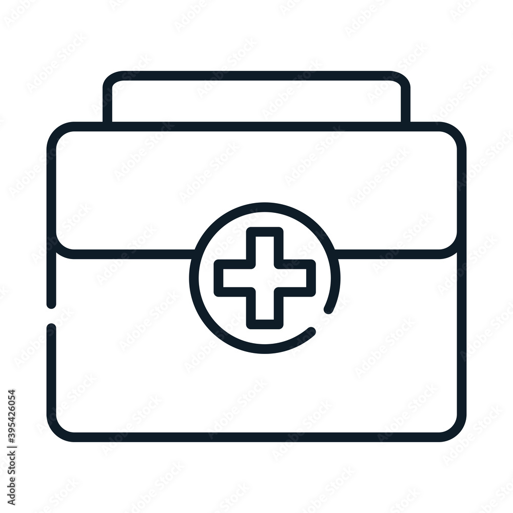 Fototapeta premium health medical kit first aid equipment line icon