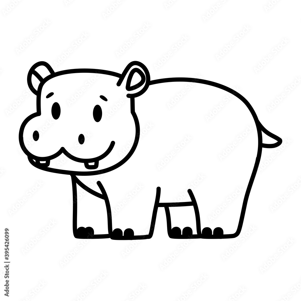 Isolated cartoon of a hippo - Vector illustration Isolated cartoon of a hippo - Vector illustration