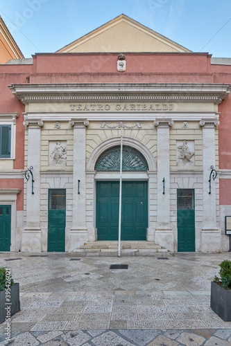 Canvas Print Front facade of the garibaldi theater in bisceglie apulia italy