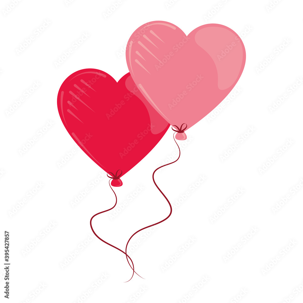 valentines day, balloon shaped hearts celebration romantic design