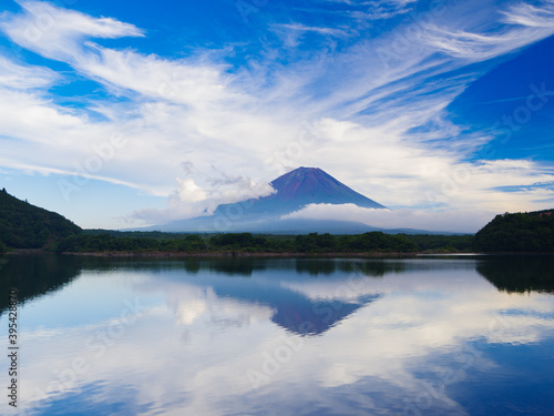 精進湖と富士山