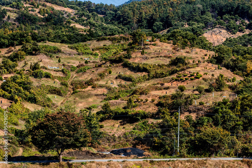 Fotografie Landscape of graveyard on mountainside