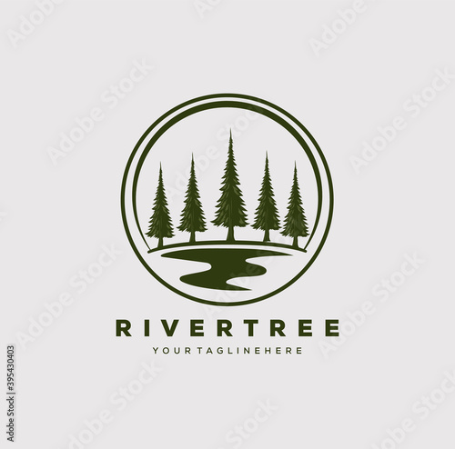 river tree logo vector illustration design
