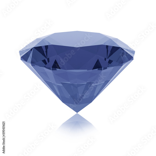 Blue diamond on a white background. 3D rendering.
