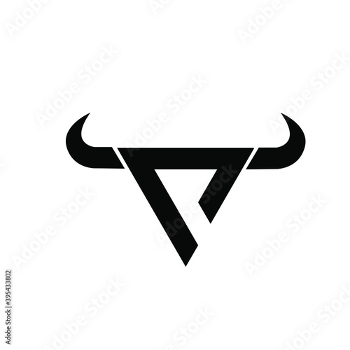 abstract letter c v triangle bull head black logo