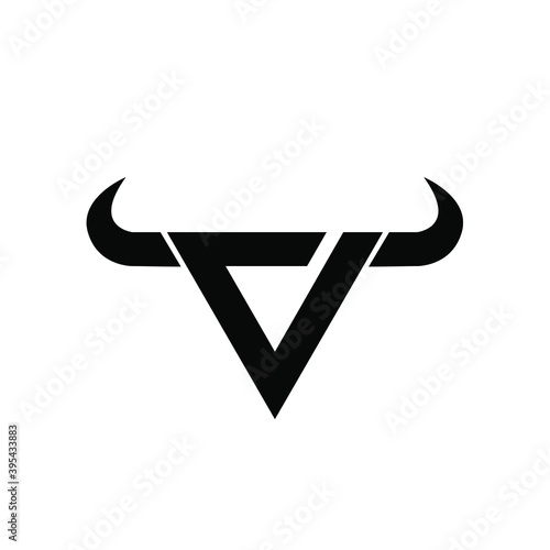 abstract letter d v triangle bull head black logo