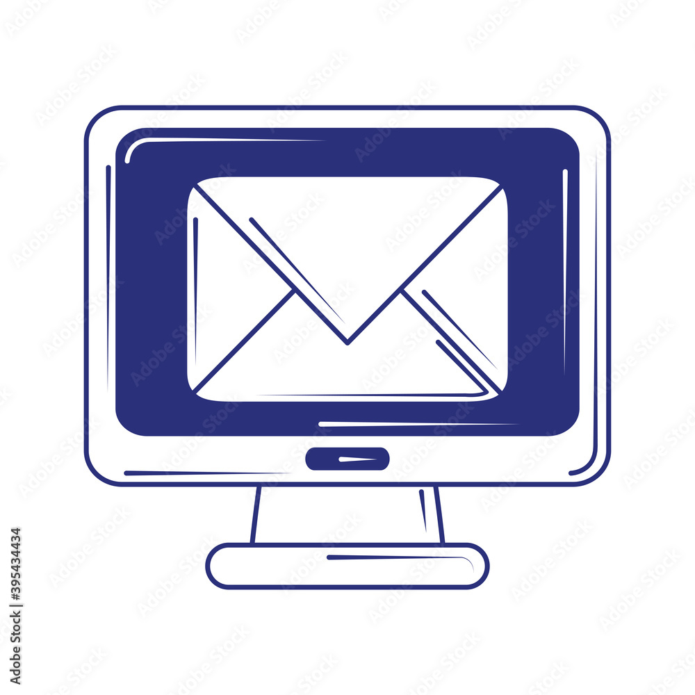 social media computer email marketing blue line fill style social media computer email marketing blue line fill style