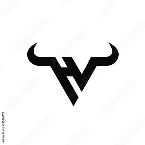 abstract letter h p l triangle bull head black logo