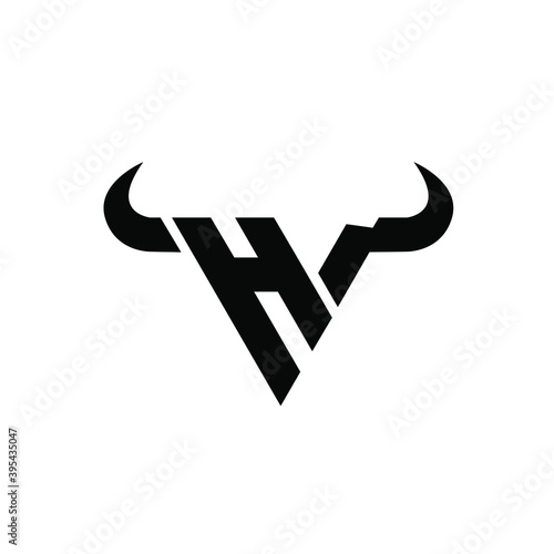 abstract letter h p l triangle bull head black logo