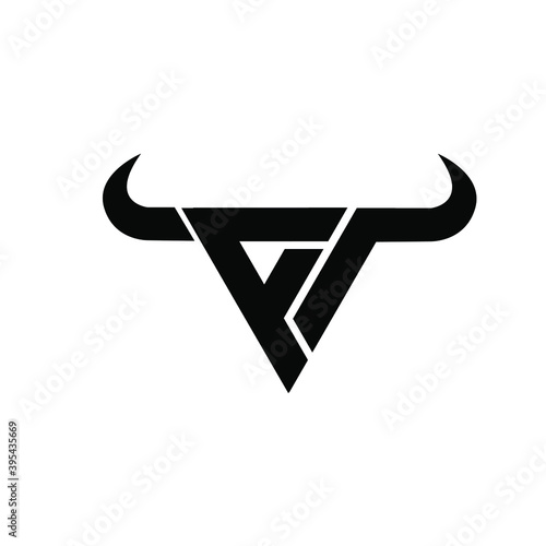 abstract letter m 3 triangle bull head black logo