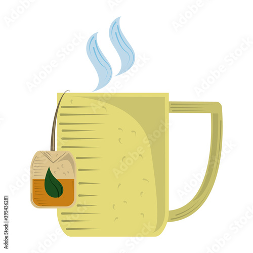 tea hot beverage with teabag herb ingredient icon